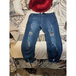 Lot of 2x size 18 distressed ripped  blue jean/denim jegging legging refuge